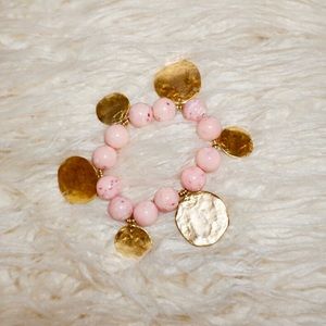 Pink beaded bracelet with Gold